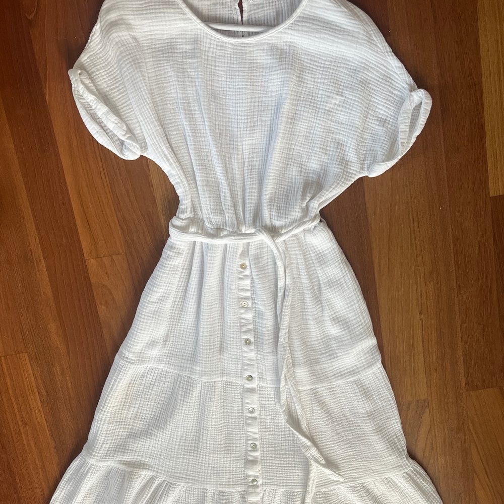 Magaschoni White Ruffled Midi Sundress